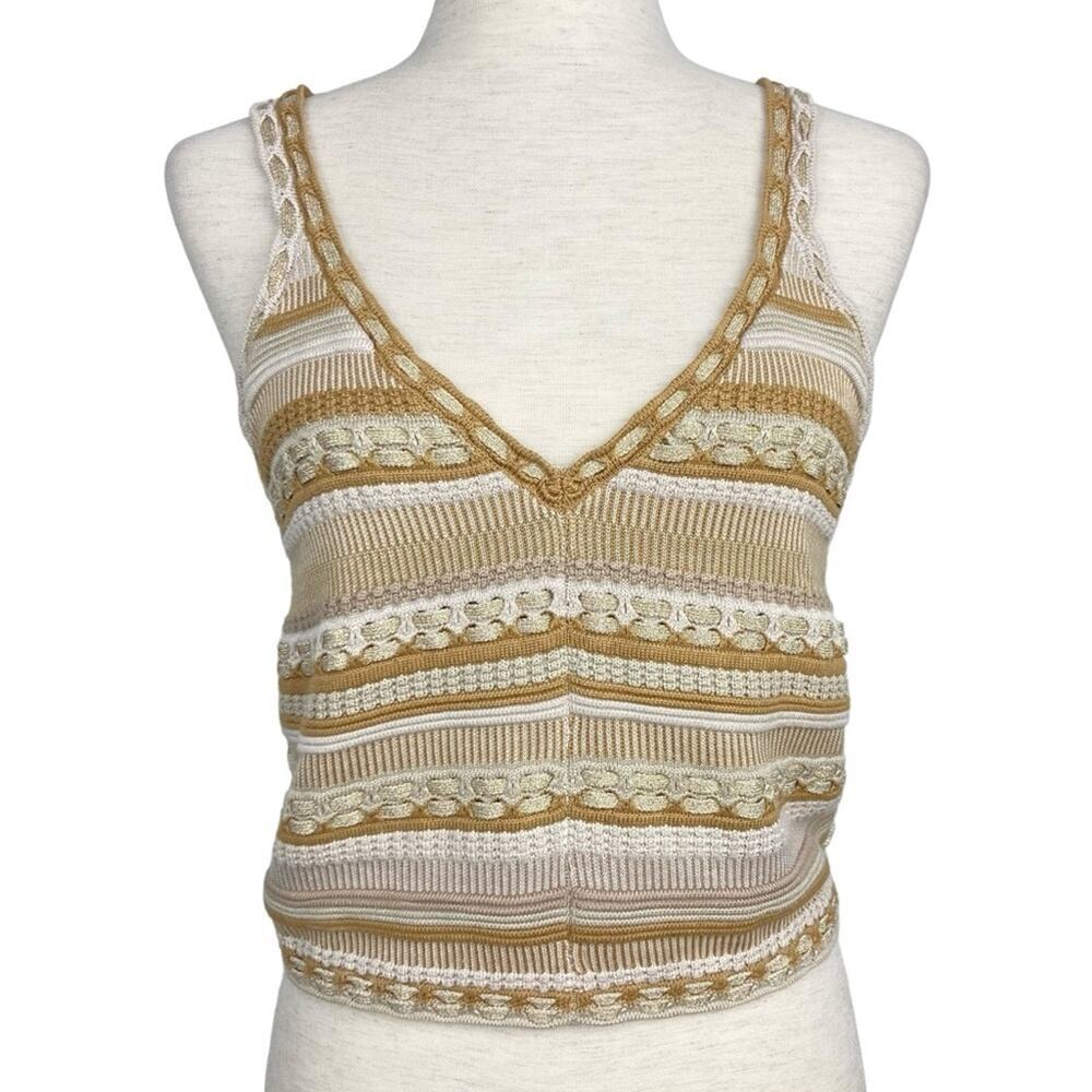ALICE + OLIVIA Boho Crochet Knit Top - Size L - Picture 3 of 14